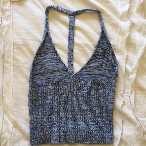 Blue Knitted Crop top. - Picture 2 of 3